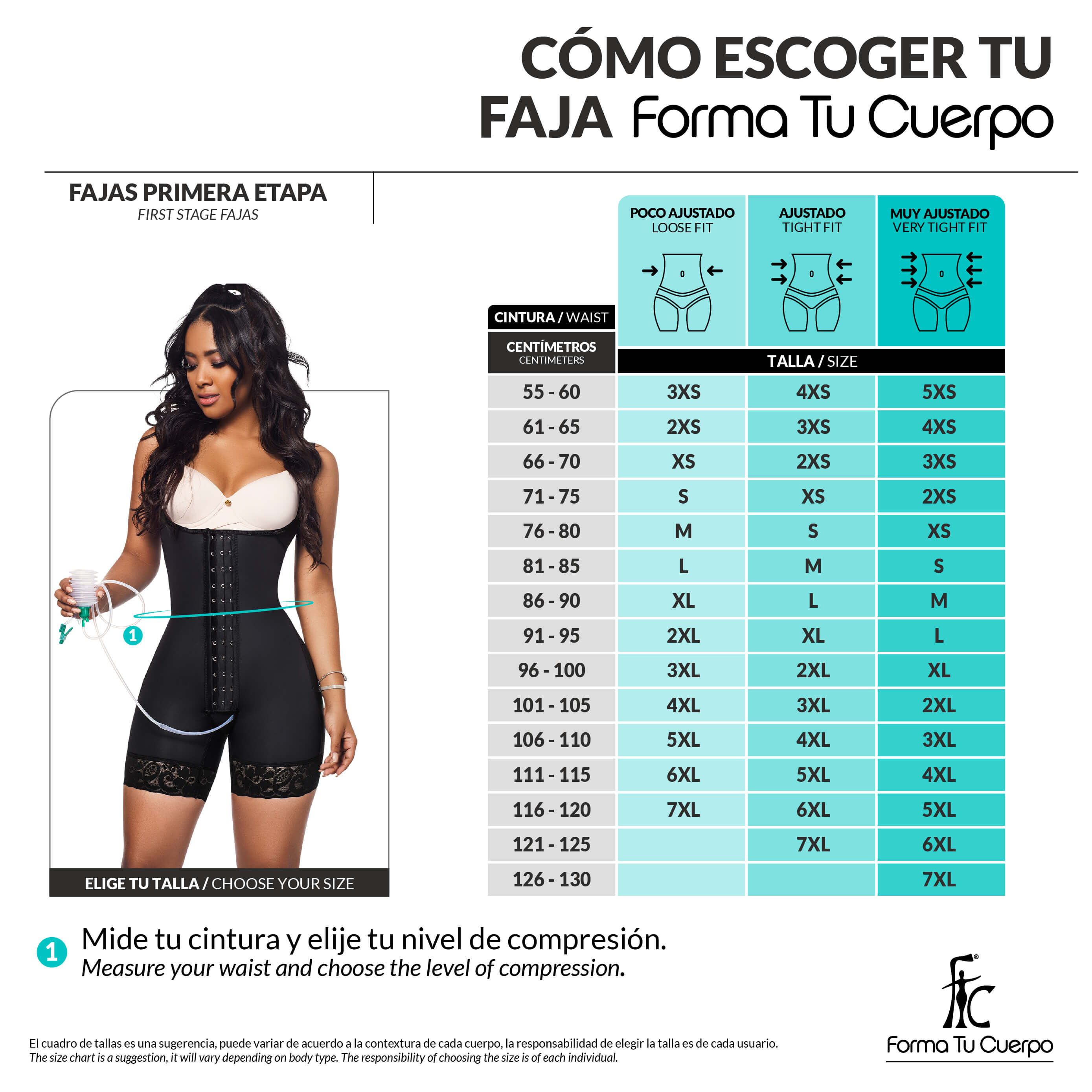 Faja postoperatoria con broches frontales:  Ajuste progresivo y soporte ( REF. C-002 )