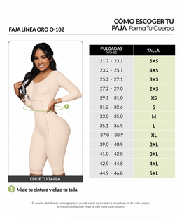 Faja postquirúrgica cuerpo completo: Moldeado torso a piernas: Ideal 'para uso diario y postparto ( Ref. O-102 )