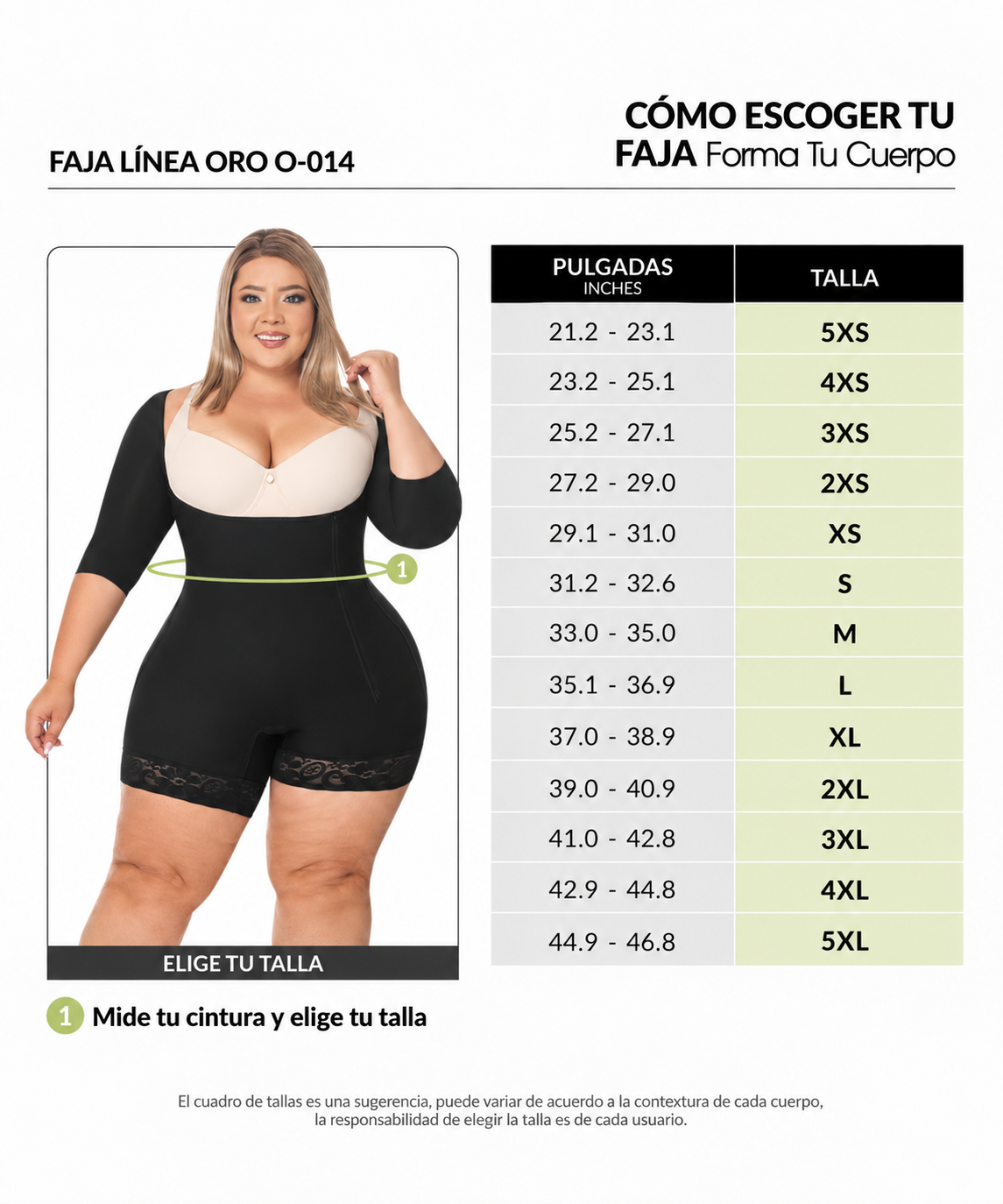 Guía de tallas de este producto