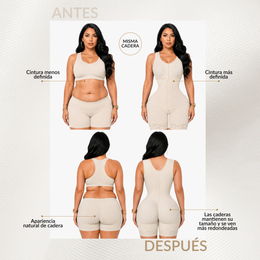Mid-Leg Girdle with Sleeveless Bra (LUXBBL-093)