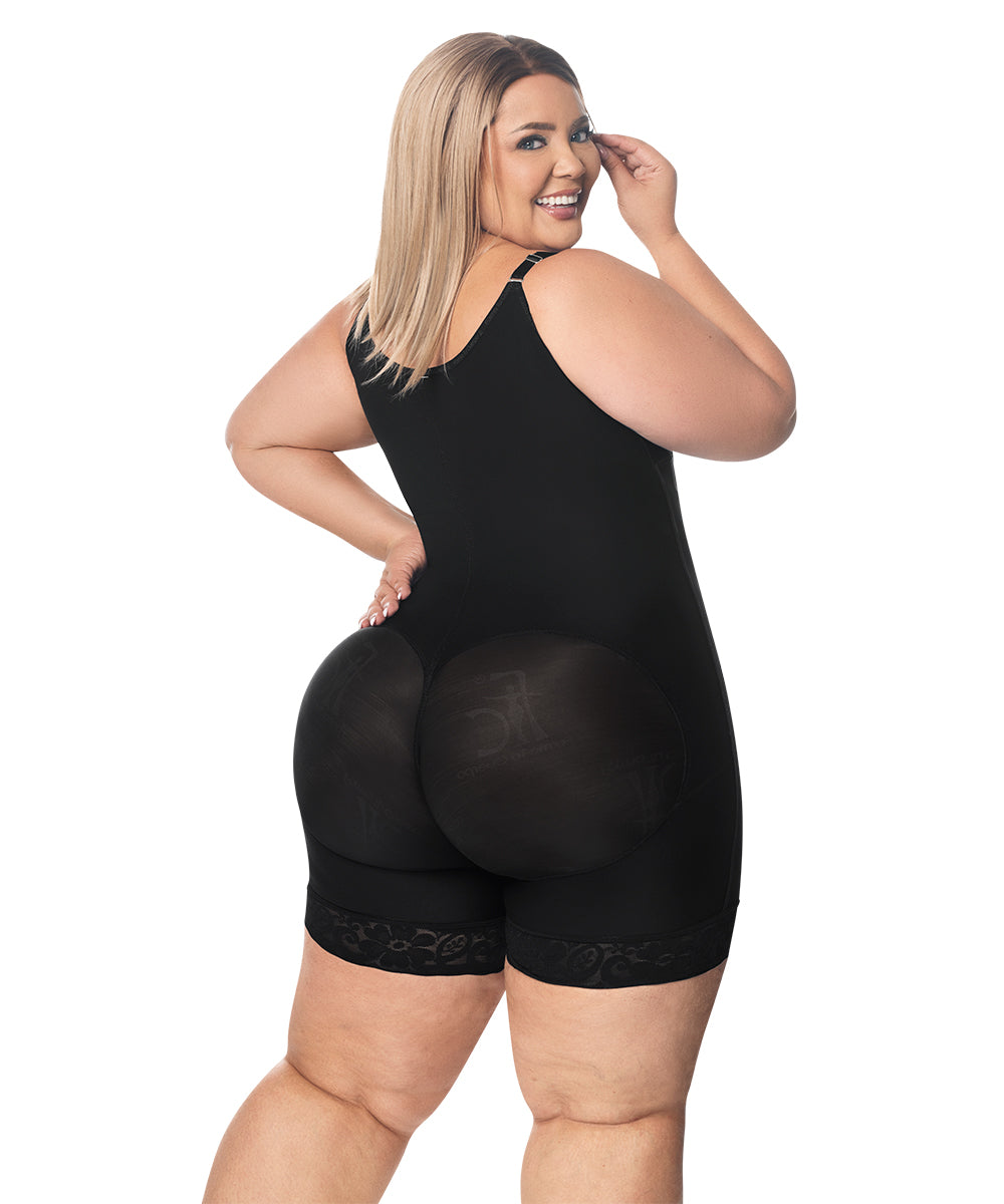 Faja moldeadora control abdomen - media pierna con tiras y cremallera lateral (Ref. O-016)