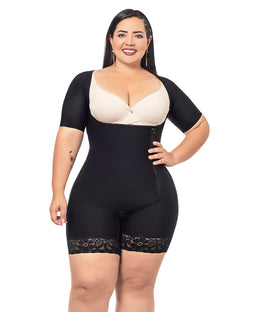 Faja control de abdomen, media pierna con manga corta y cremallera lateral ( Ref. O-014 / O-017 )
