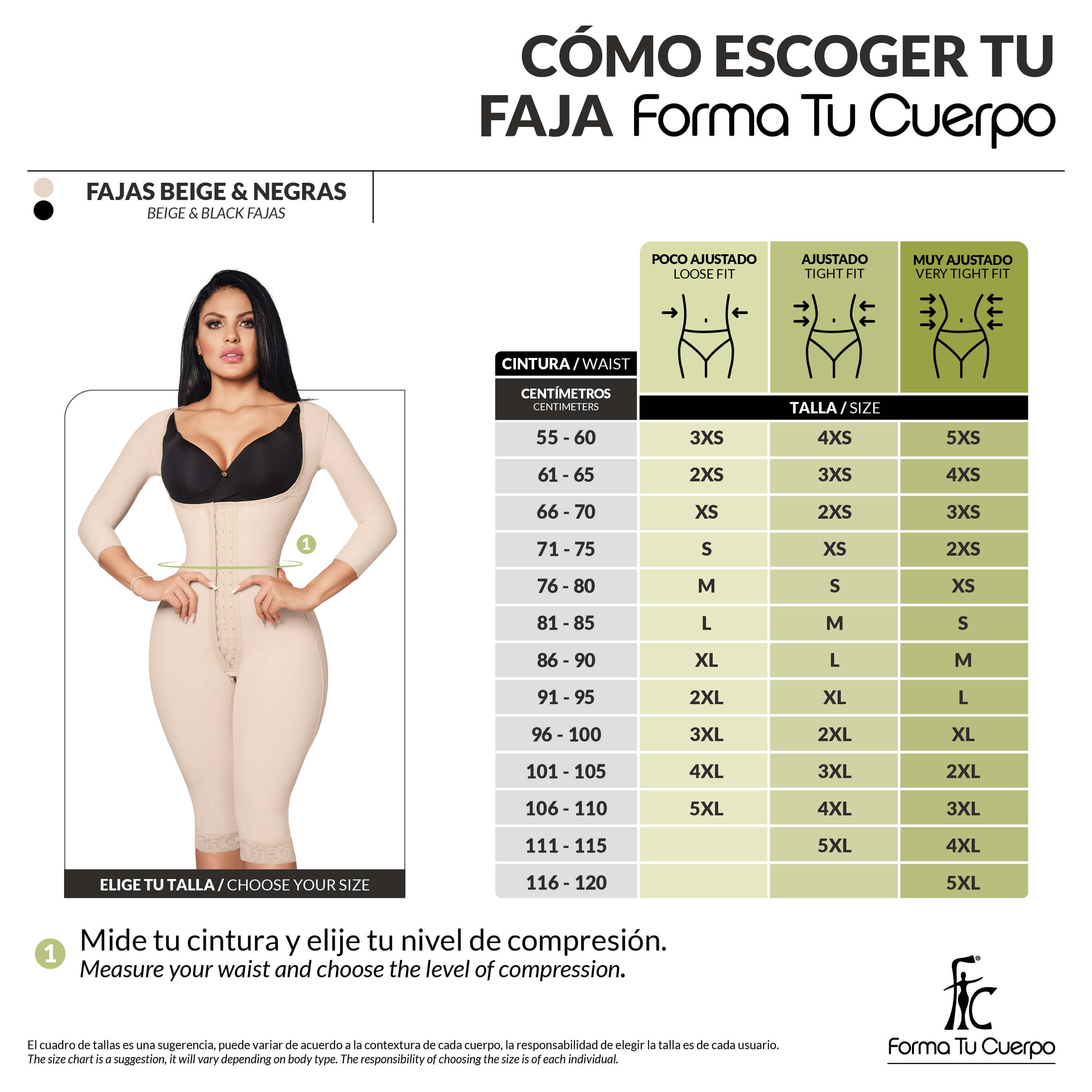 Faja completa reloj de arena - manga larga hasta la rodilla con cremallera perineal y broche central. Faja Colombiana Full Body 360 – Moldeo total y soporte completo ( Ref. O-025 / O-225 )