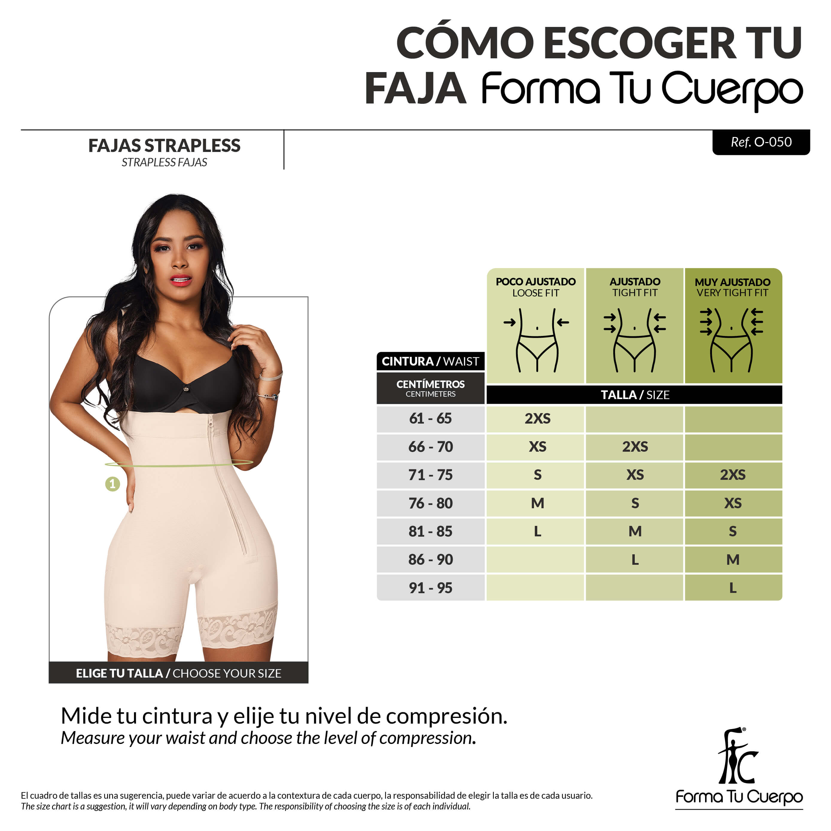Faja para vestidos estilo strapless con control de abdomen, media pierna y cremallera lateral ( Ref. O-050 )