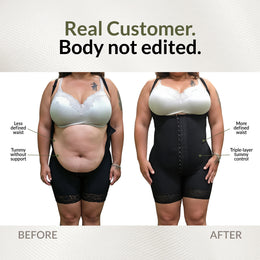 Faja moldeadora reloj de arena control abdomen - media pierna con tiras, cremalleras y broche central ( Ref. O-011 / O-211  )