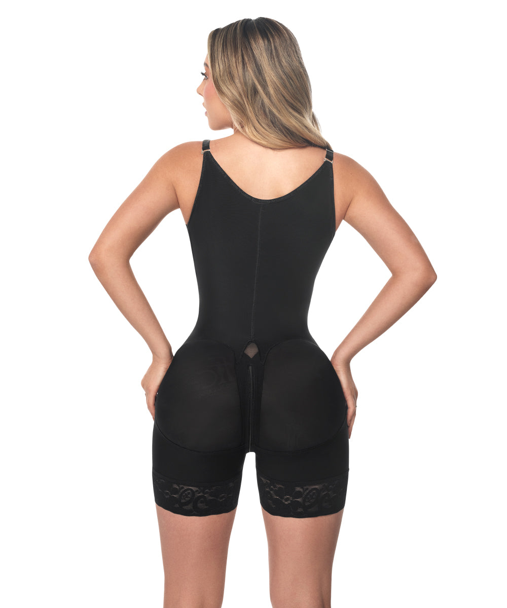 Faja moldeadora reloj de arena control abdomen - media pierna con tiras, cremalleras y broche central ( Ref. O-011 / O-211  )