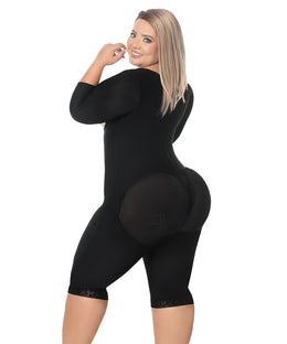 Faja completa reloj de arena - manga larga hasta la rodilla con cremallera perineal y broche central. Faja Colombiana Full Body 360 – Moldeo total y soporte completo ( Ref. O-025 / O-225 )