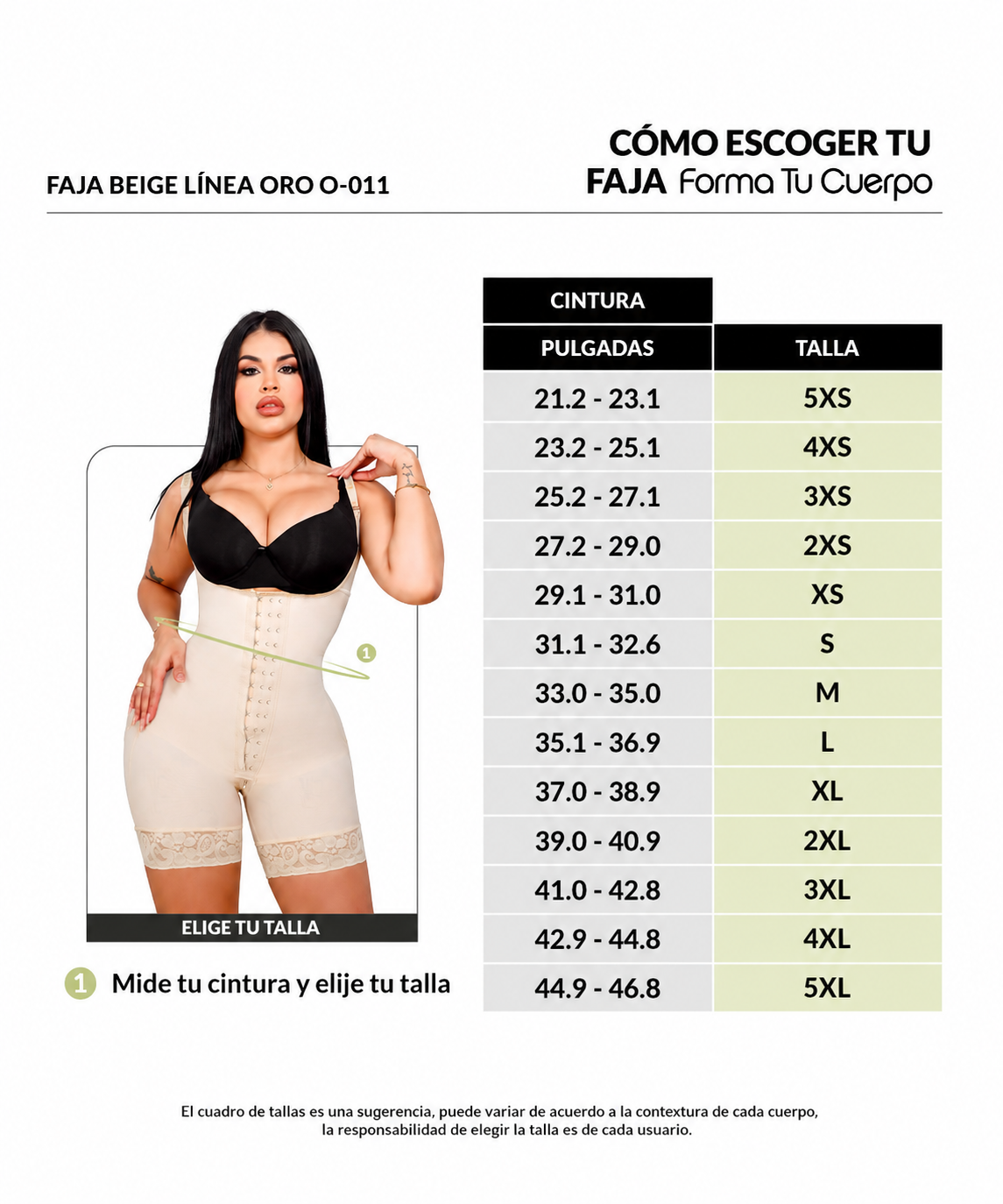 Guía de tallas de este producto