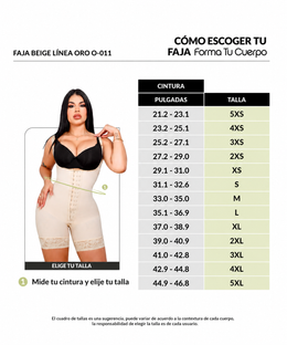Faja moldeadora reloj de arena control abdomen - media pierna con tiras, cremalleras y broche central ( Ref. O-011 / O-211  )