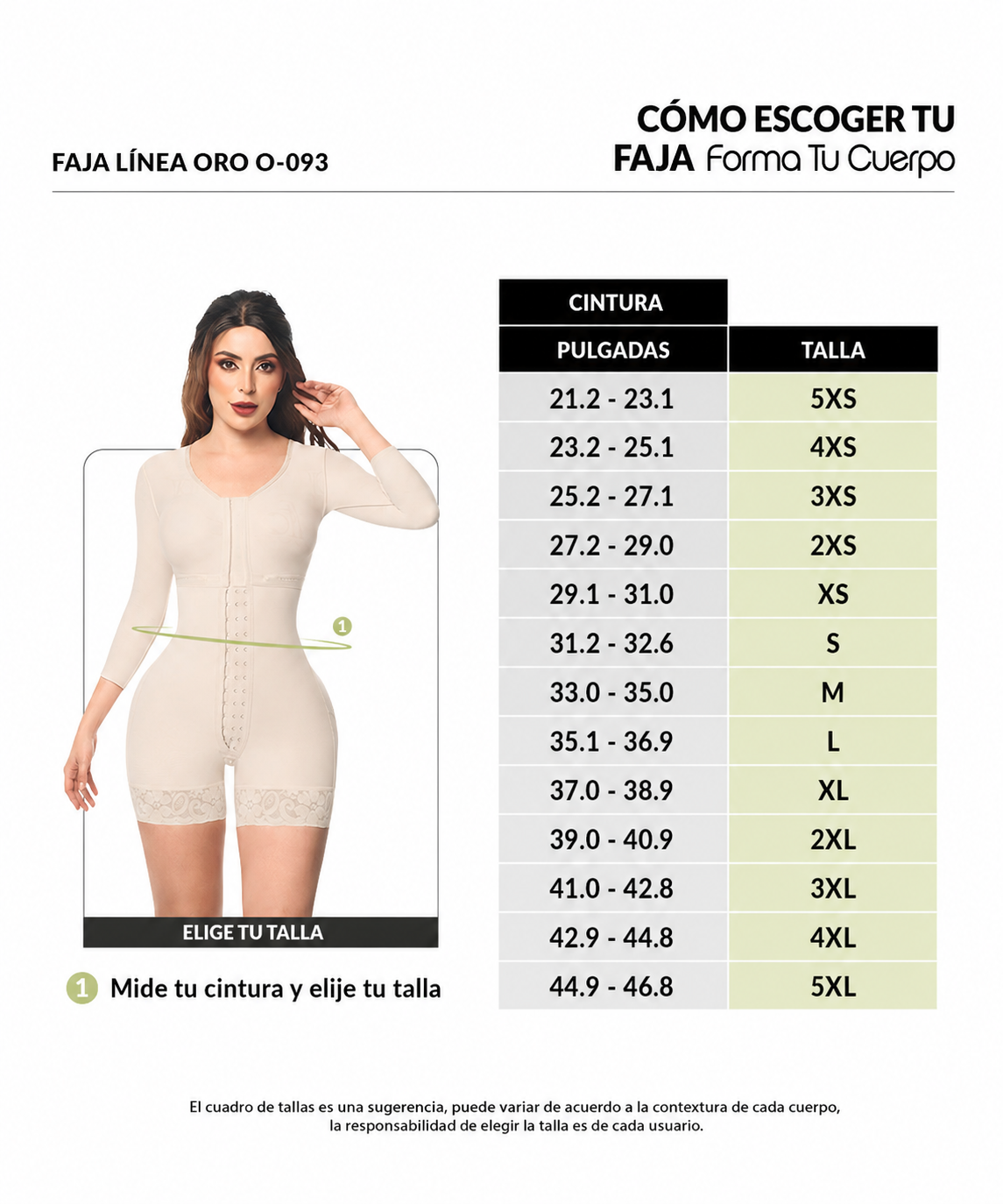 Guía de tallas de este producto